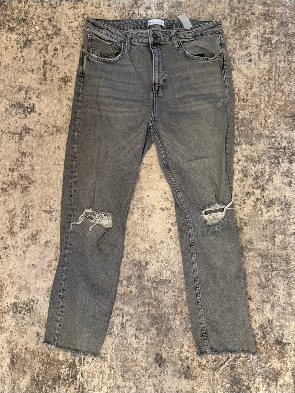 Women's Zara Gray Distressed Skinny Jeans